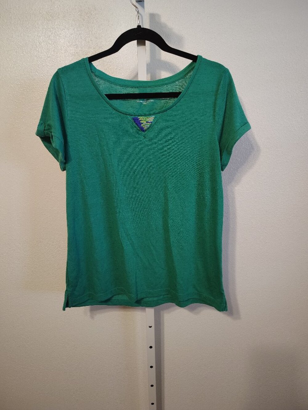 Sonoma Life + Style Women's Top Size Large Short Sleeve Green Scoop Neck